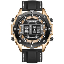 Cargar imagen en el visor de la galería, Unique Men Wrist Watches Leather Black Silver Creative Watches For Male Military Sports Clock Unique Design relogio masculino