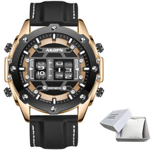 Cargar imagen en el visor de la galería, Unique Men Wrist Watches Leather Black Silver Creative Watches For Male Military Sports Clock Unique Design relogio masculino